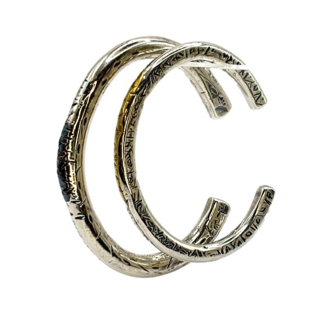 Vintage Kathleen O'Rourke Solid Sterling Silver Artisan Cuff Bracelets-Set of 2